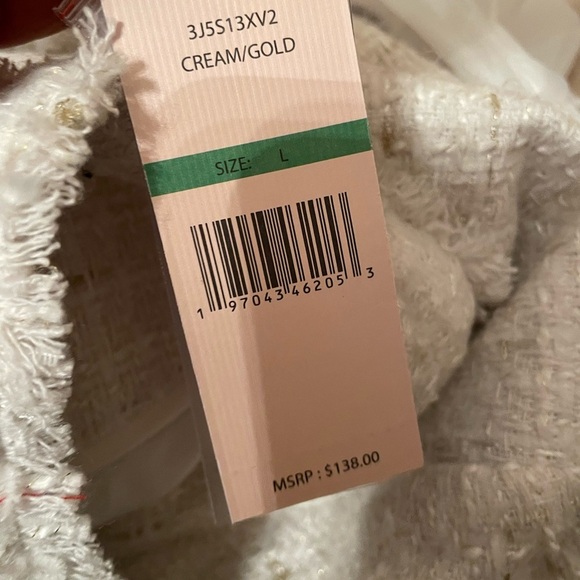 Nanette Lepore Cream & Gold Boucle Tweed Blazer NWT Sz Large - Picture 6 of 12